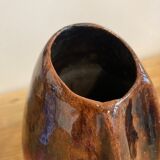 Red & brown glazed stoneware vase