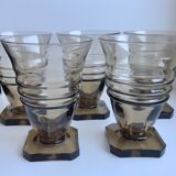 Set of 5 glasses in art deco smoked glass 30s