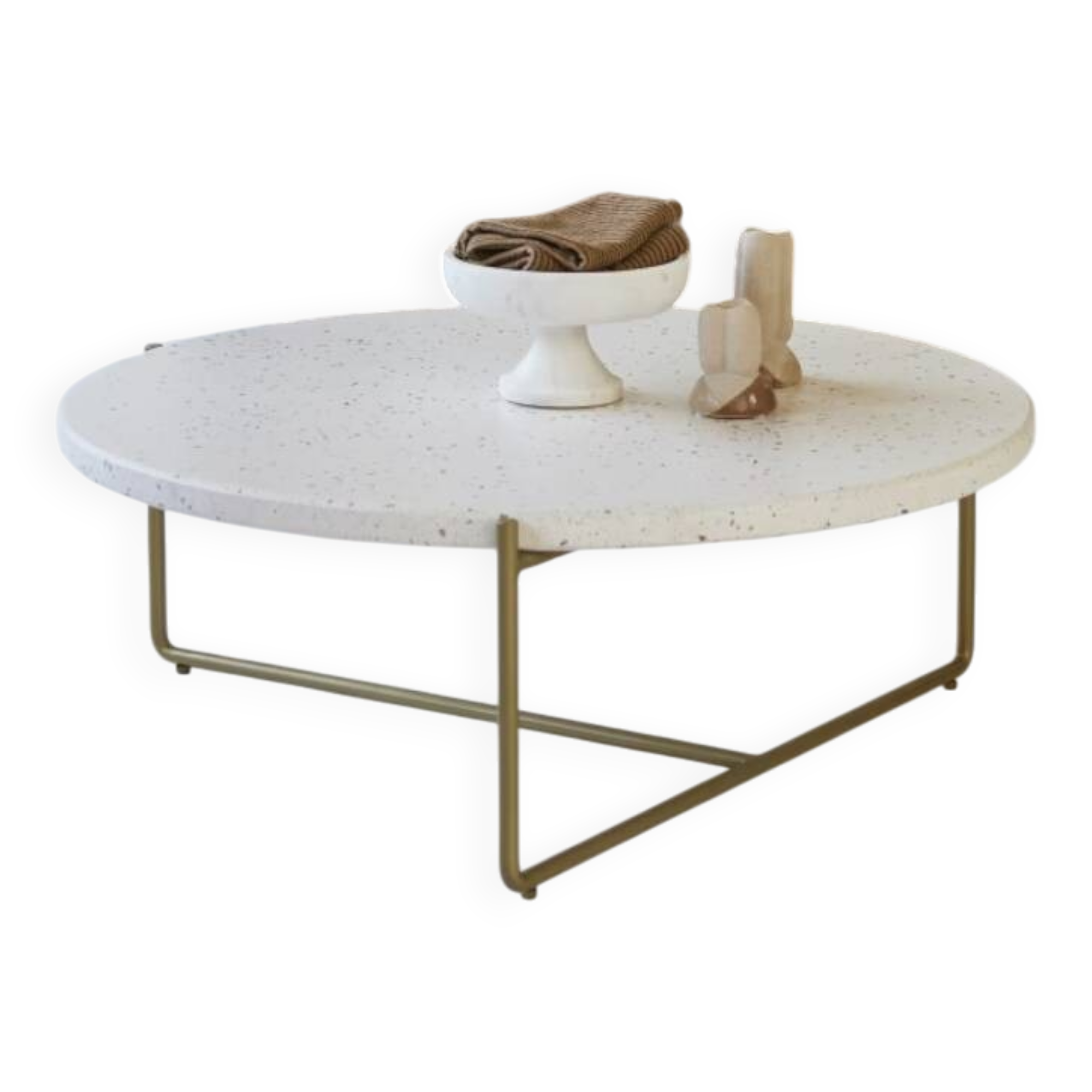 Anatole coffee table in terrazzo and confetti metal by the brand Tikamoon.