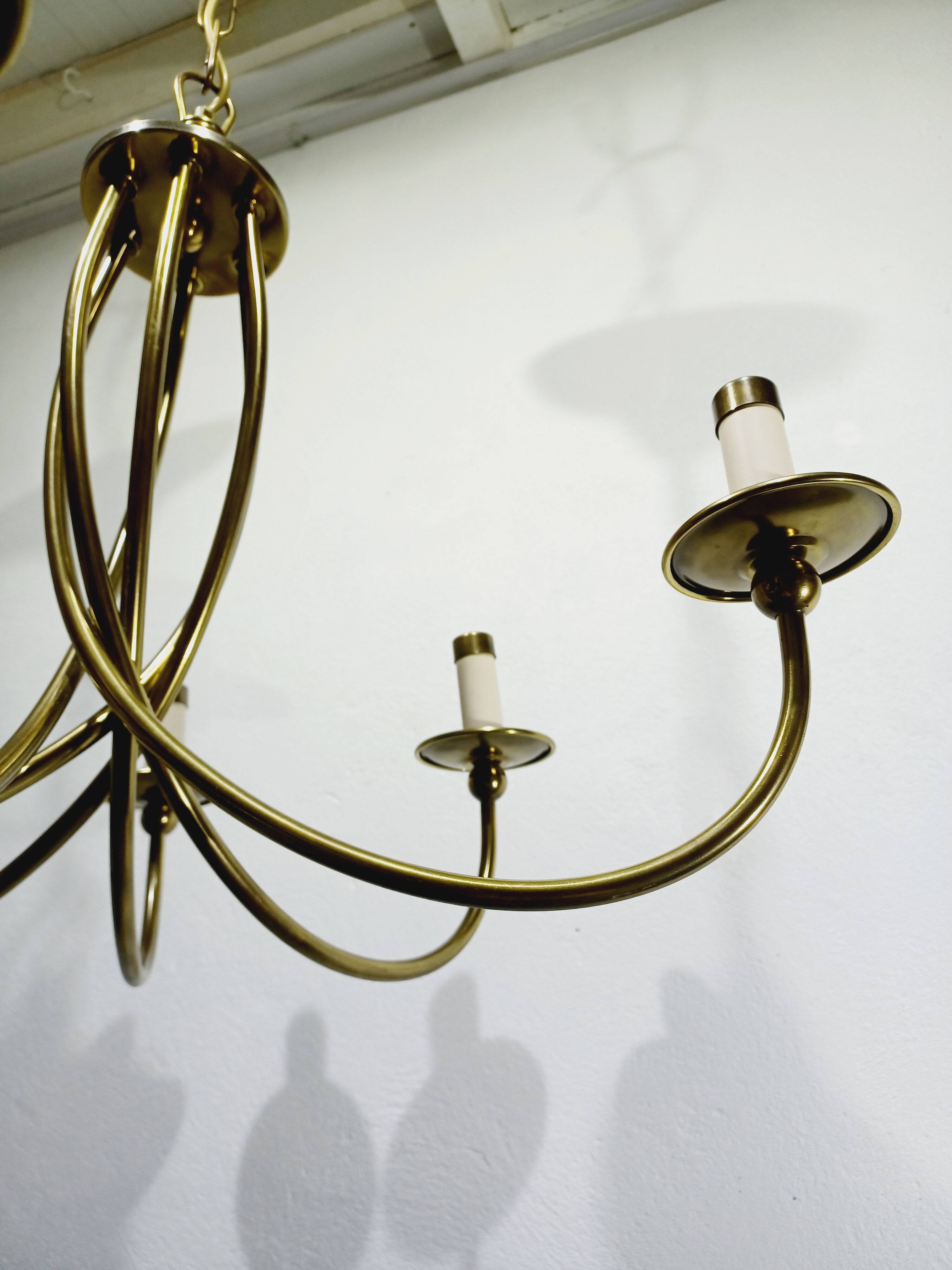 6-light chandelier in bronze and brass