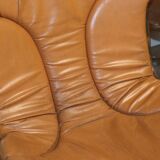 Series of 6 vintage Cidue Italy chairs in leather and metal, 1970s