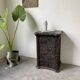 Commode XIXème pin noirci sculpté