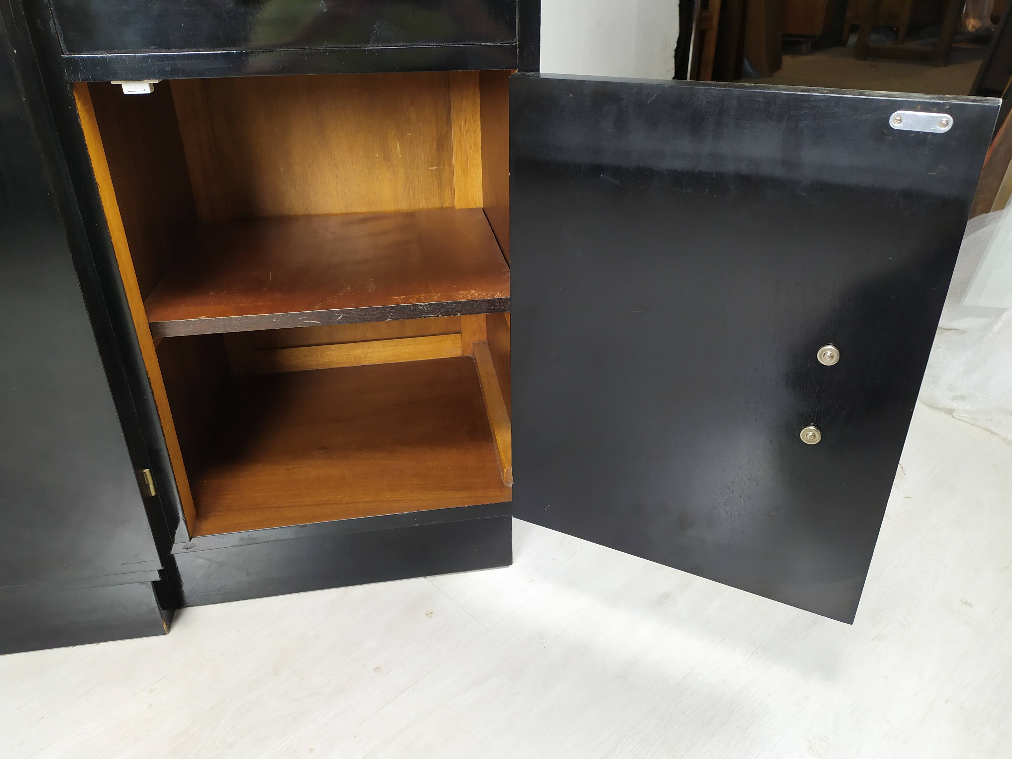 Modernist art deco black lacquered buffet