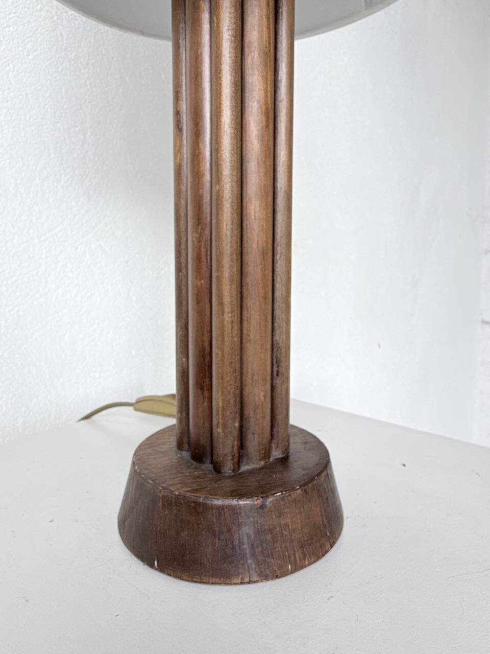 1940s Art Deco oak desk lamp
