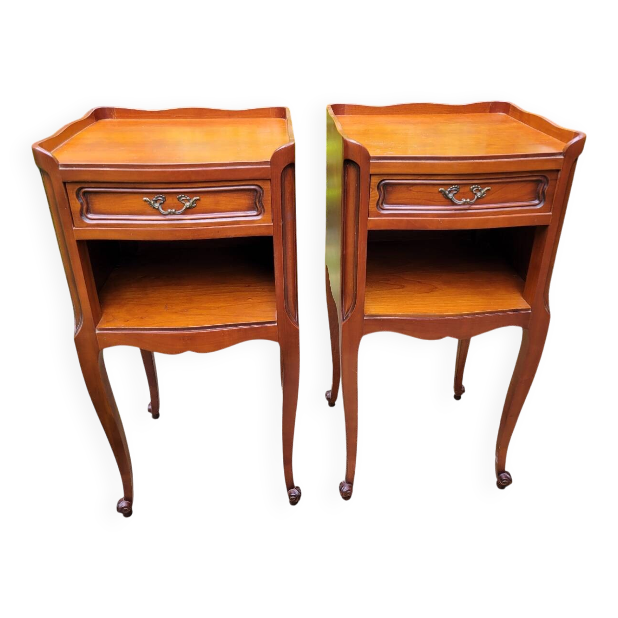 Pair of Louis XV bedside tables in cherry wood.