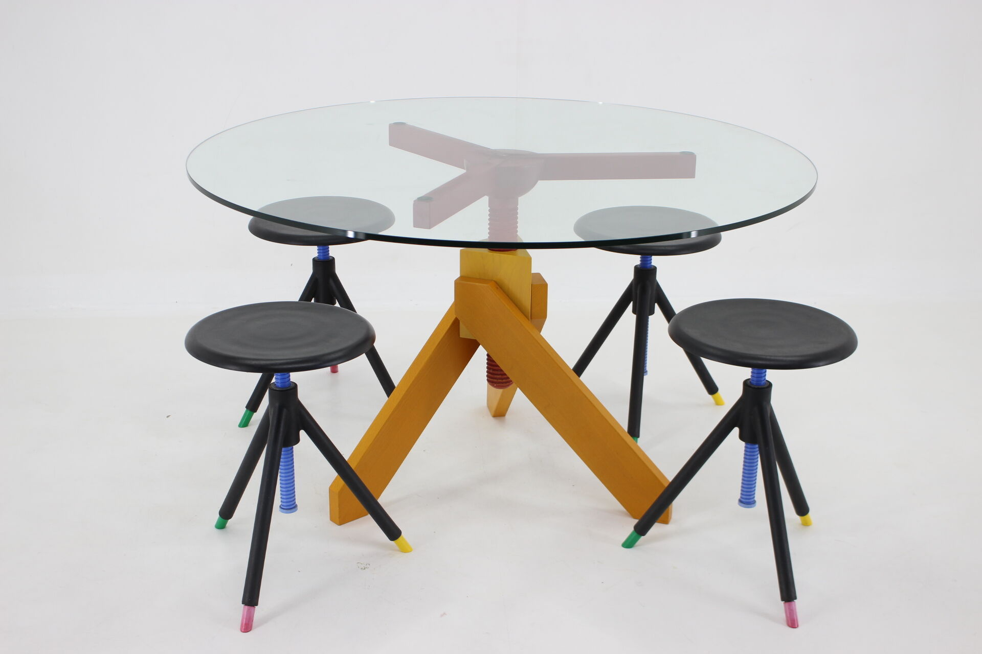 1980s Raul Barbieri Table and Stools for Rexite ,Italy