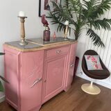 Art deco sideboard revamped powder pink, marble top, chrome handles, vintage shabby chic