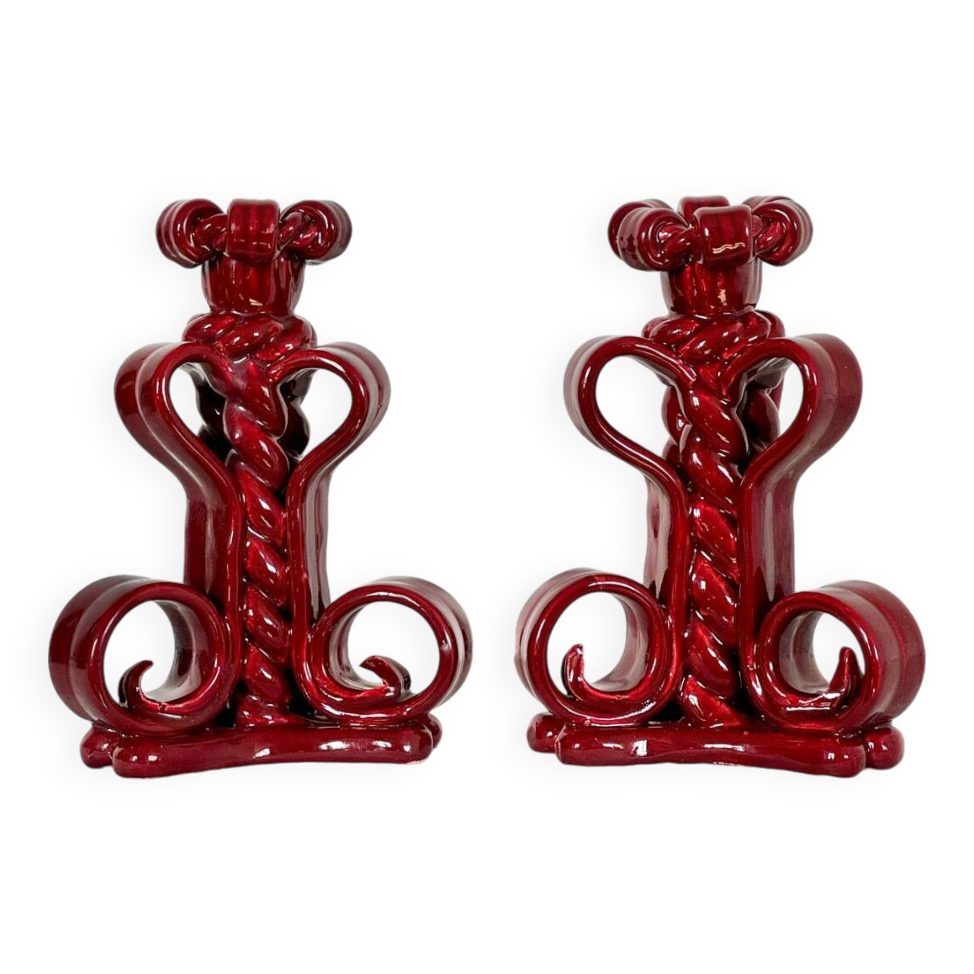 Bougeoirs en barbotine Art Deco