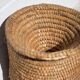 Old basket, burgundy straw and bramble, woven basket with lid, pantry