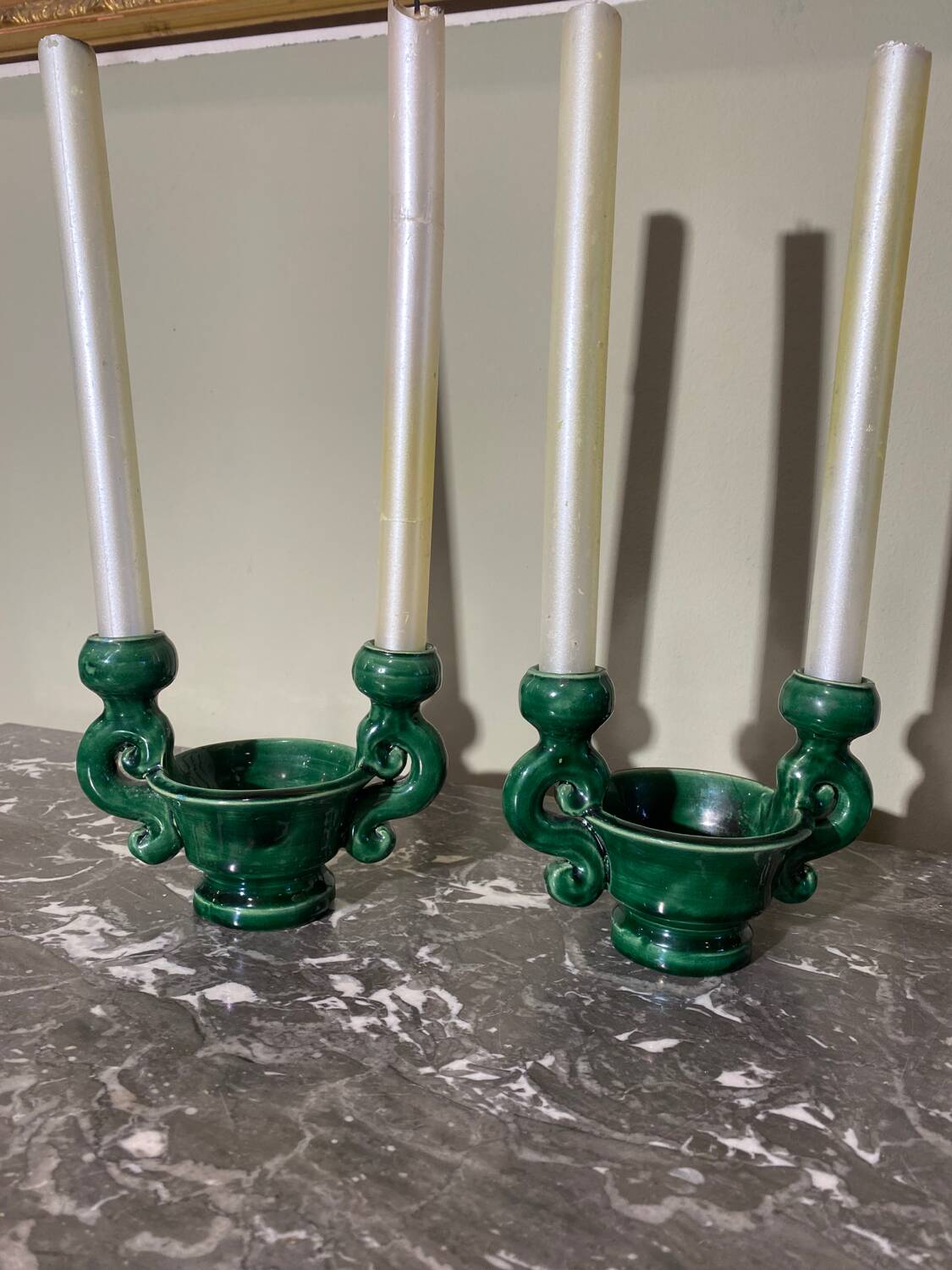 Pair of ceramic candlesticks