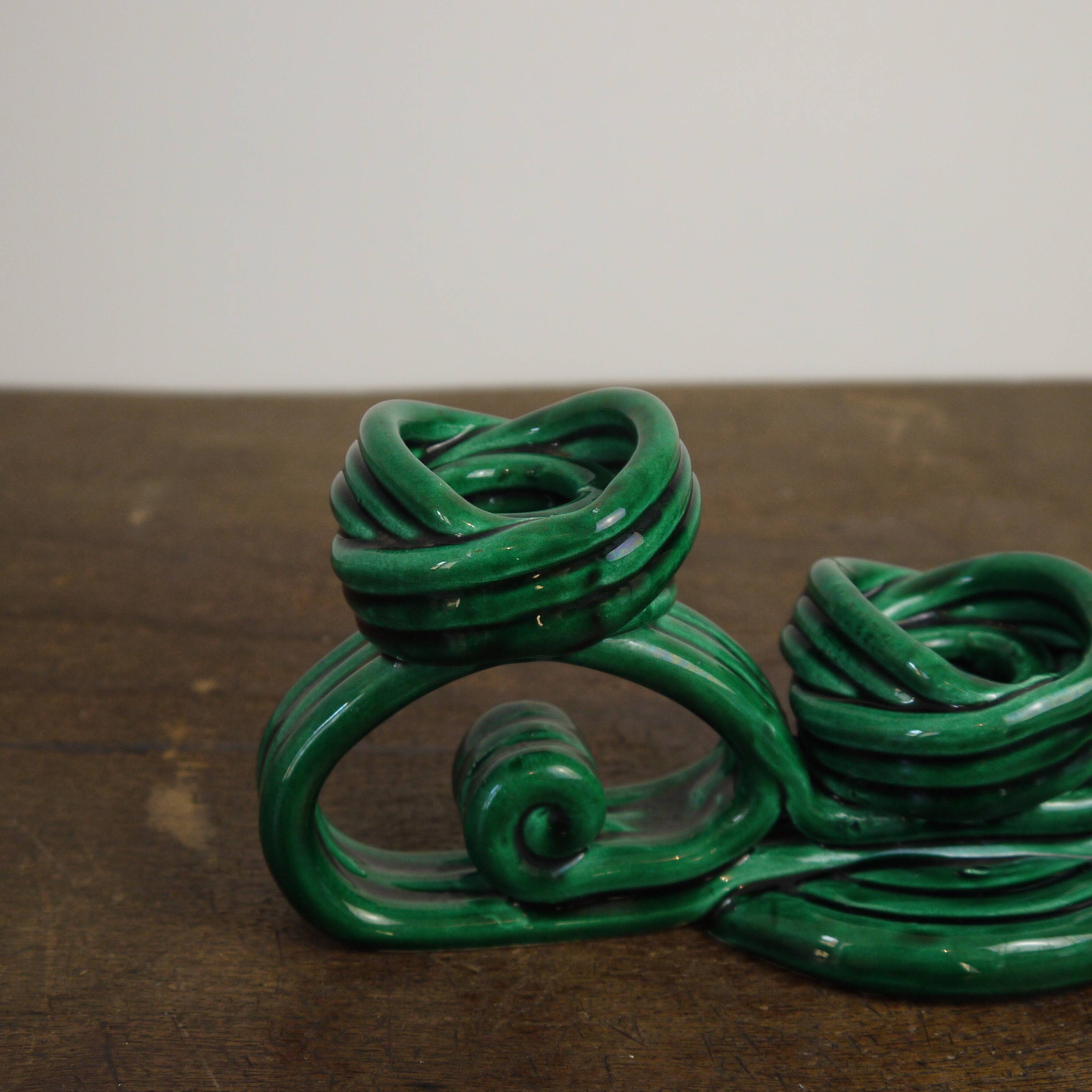 Green ceramic Vallauris Bougeoir