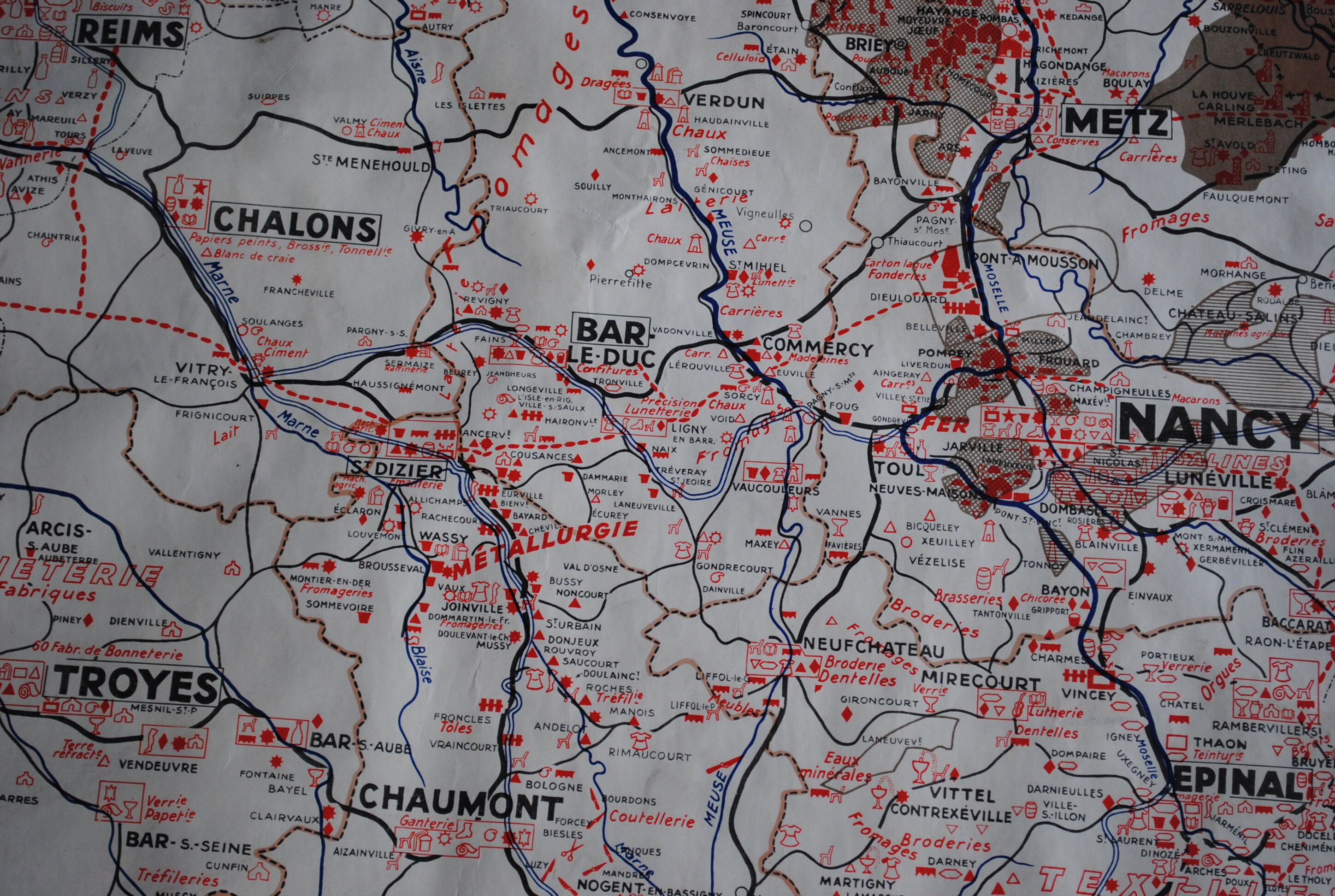 Carte scolaire France économique, région Nord Est