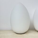 Set of 2 Vintage egg shaped opaline glass table lamp , 1970s