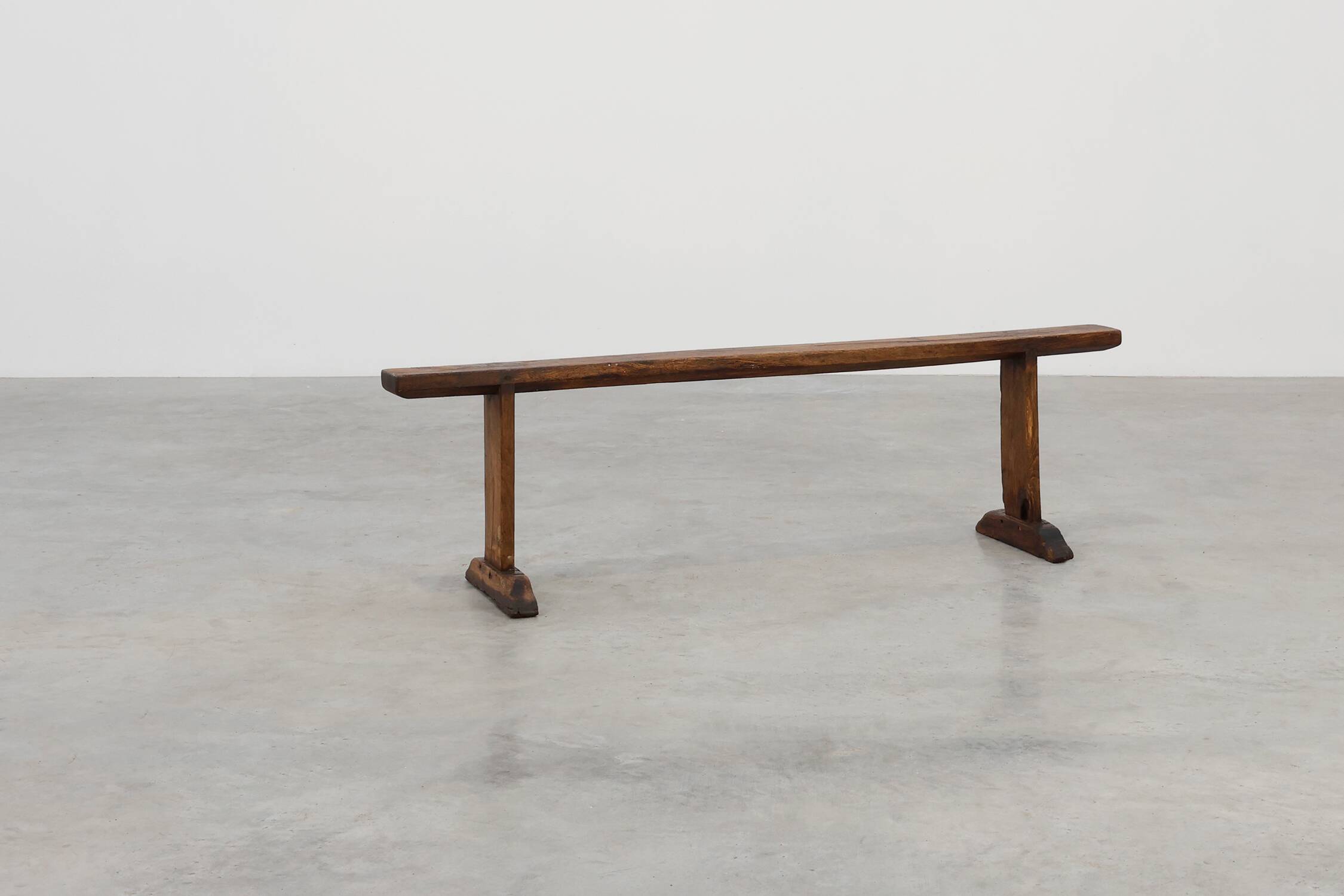 Rustic farmhouse bench in oak, France ca. 1820