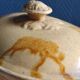Old yellow ochre glazed terracotta terrine | Rustic pottery