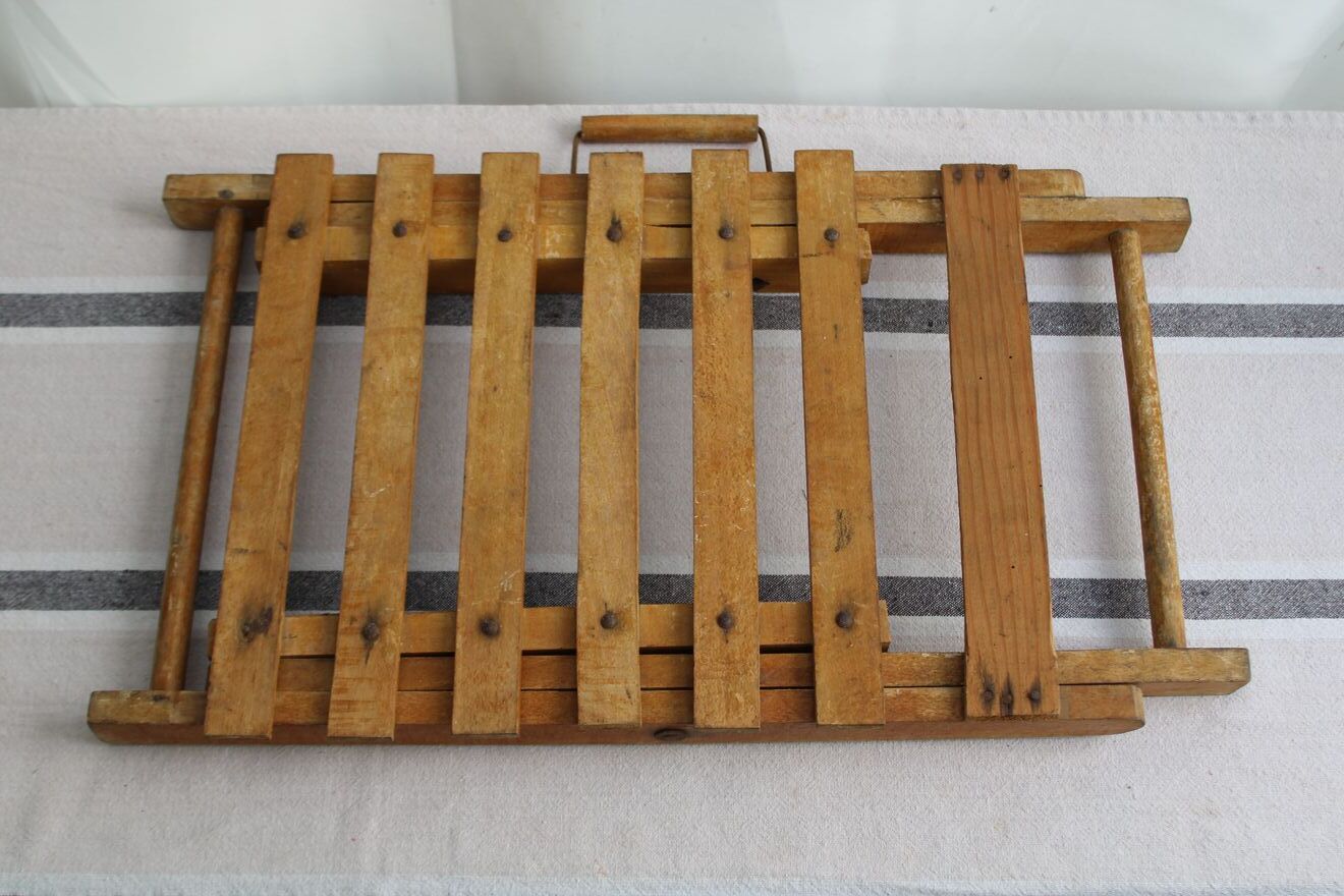 Folding wooden stool