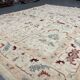 Tapis en laine crème à motifs floraux fait main, style oriental moderne pour salon
