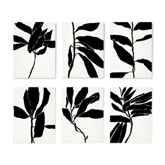 Ensemble de 6 impressions de giclée. Série botanique
