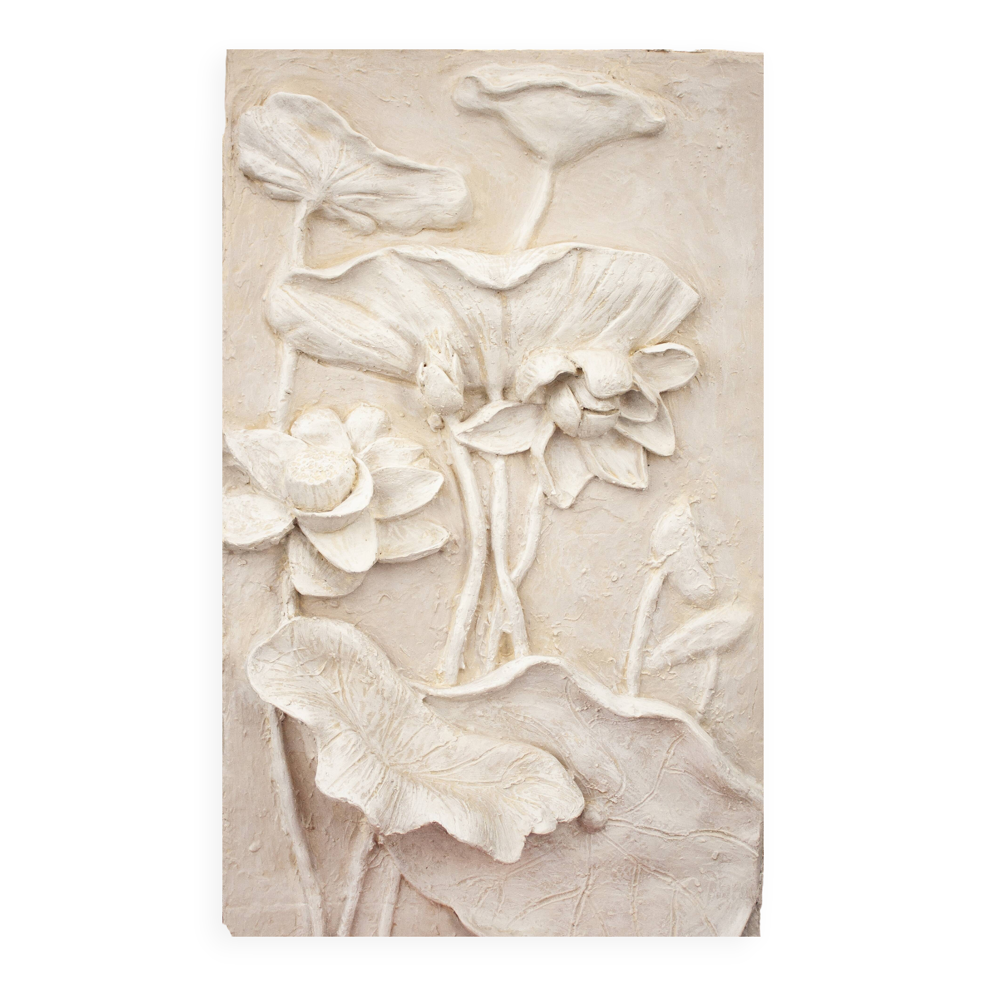 Bas-relief with flowers. Relief with flowers. Flowers in relief.