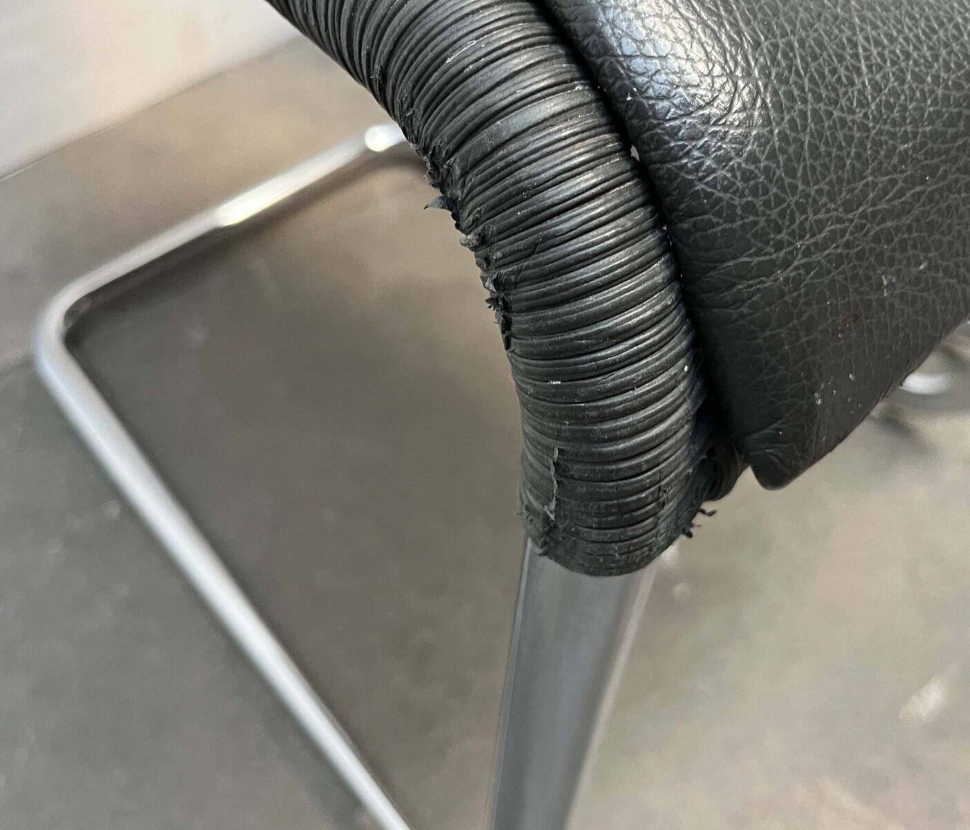 Grey German cantilever chairs B25 with leather cushions from Tecta, set of 4.