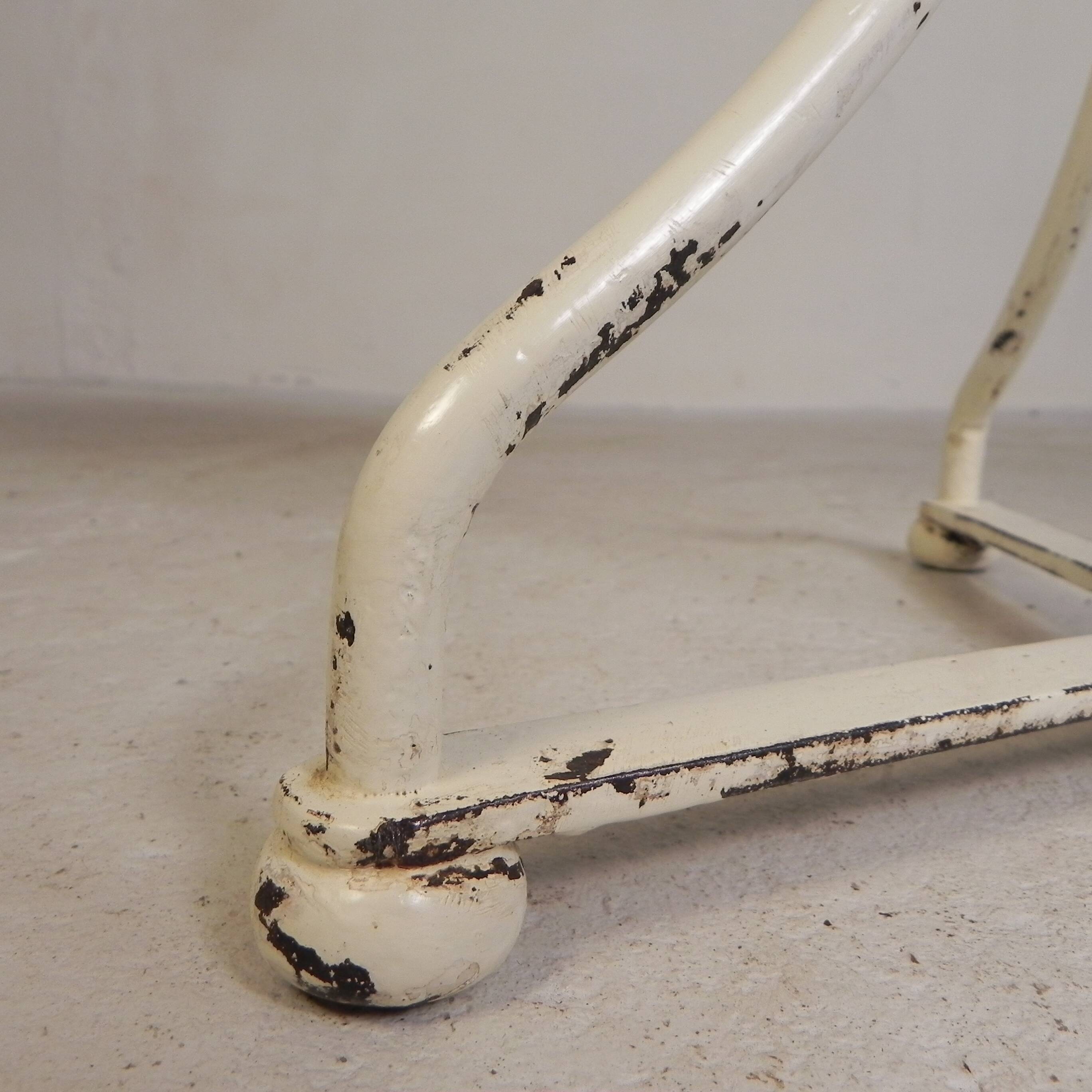 Bistro table with a marble top and brass edging, early 20th century.