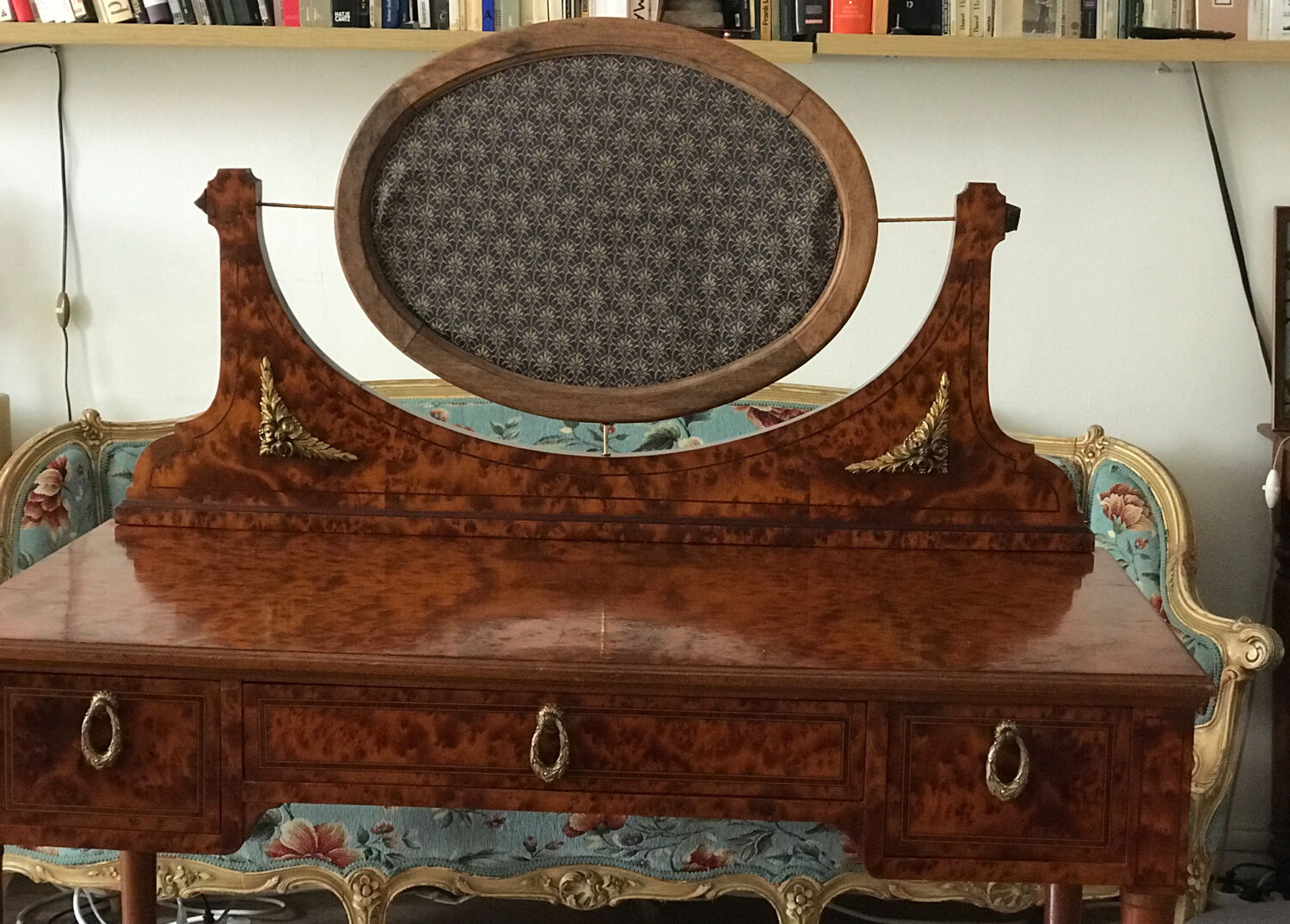 Desk in elm burl and bronze