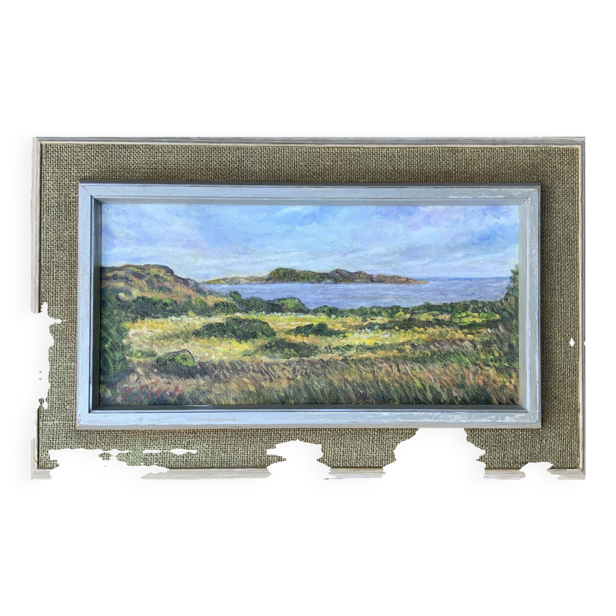Peinture à l'huile originale de paysage vintage de N.Stern