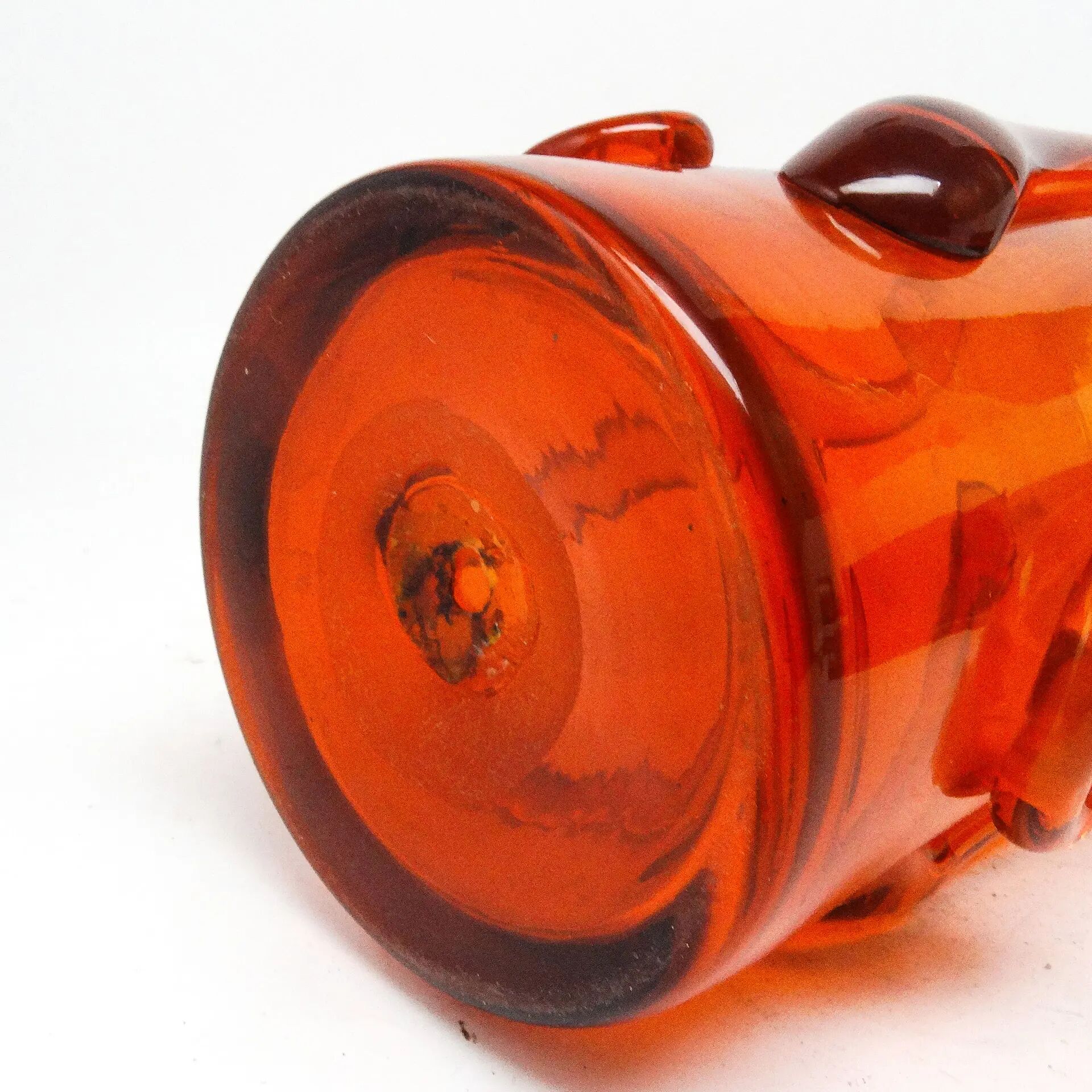 Postmodern vase, orange glass, designed by J. Słuczan-Orkusz, Poland, 1970s