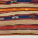 Cream Blue Striped Pattern Vintage Kilim Rug, 162x267Cm