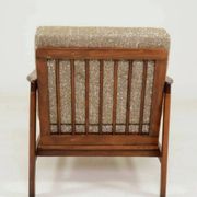 Vintage Armchair Tissu chiné beige moutarde et olive, Poland 1960