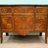 Transition style chest of drawers in rosewood and amaranth veneer, 20th century