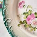 12 Dessert Plates Gien Year 1930 Decor of Roses Green Border