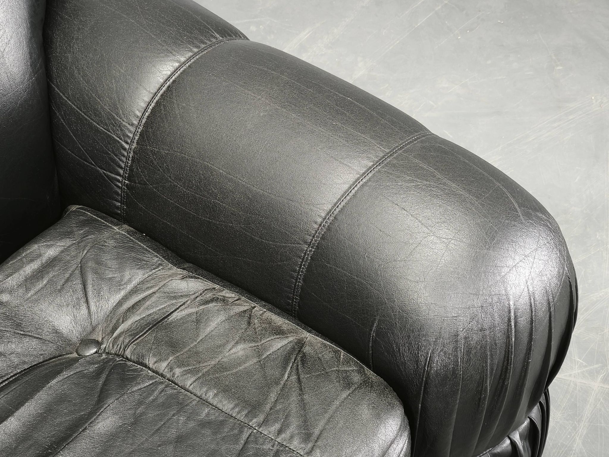1970s Italian Two-Seat Sofa by Adriano Piazzesi in Chrome and Leatherette