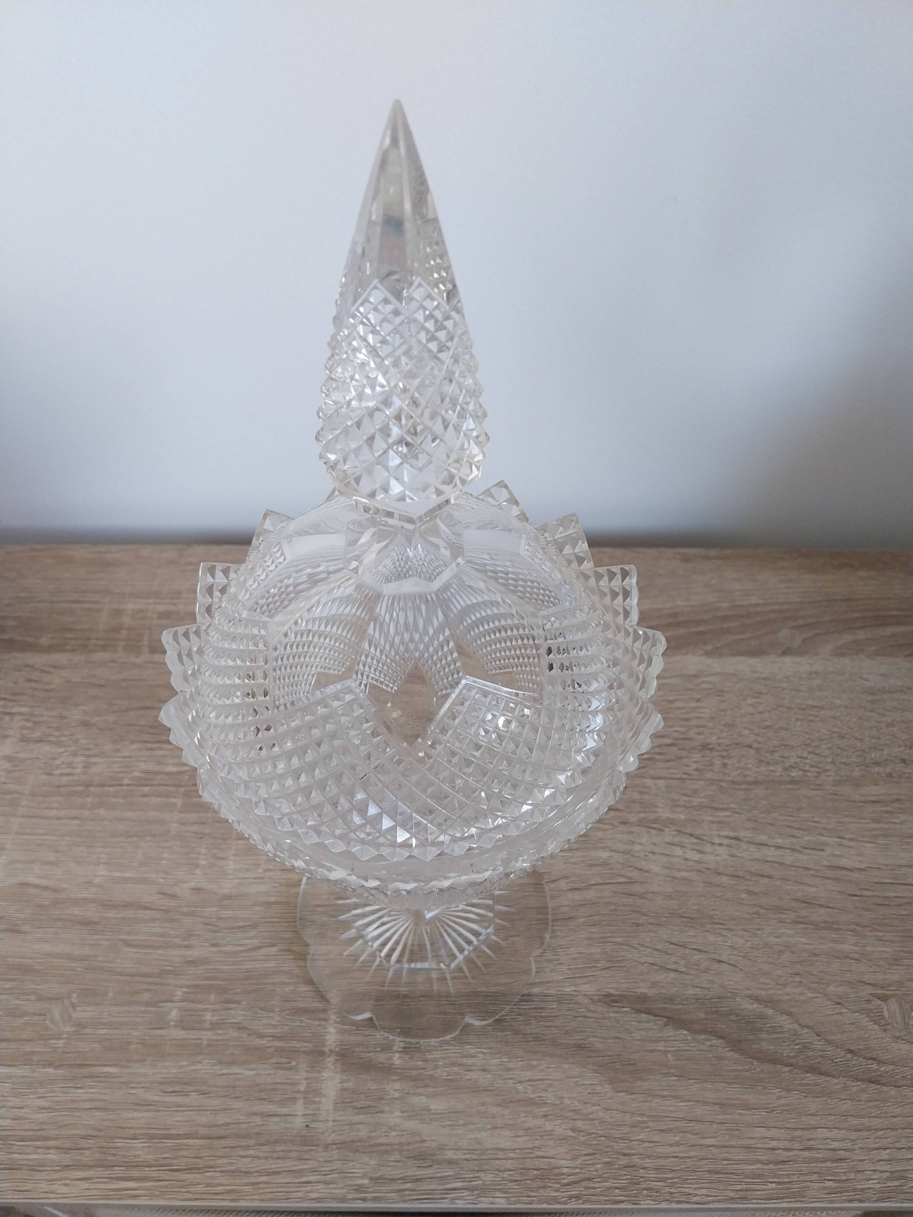 Vintage cut crystal trinket box