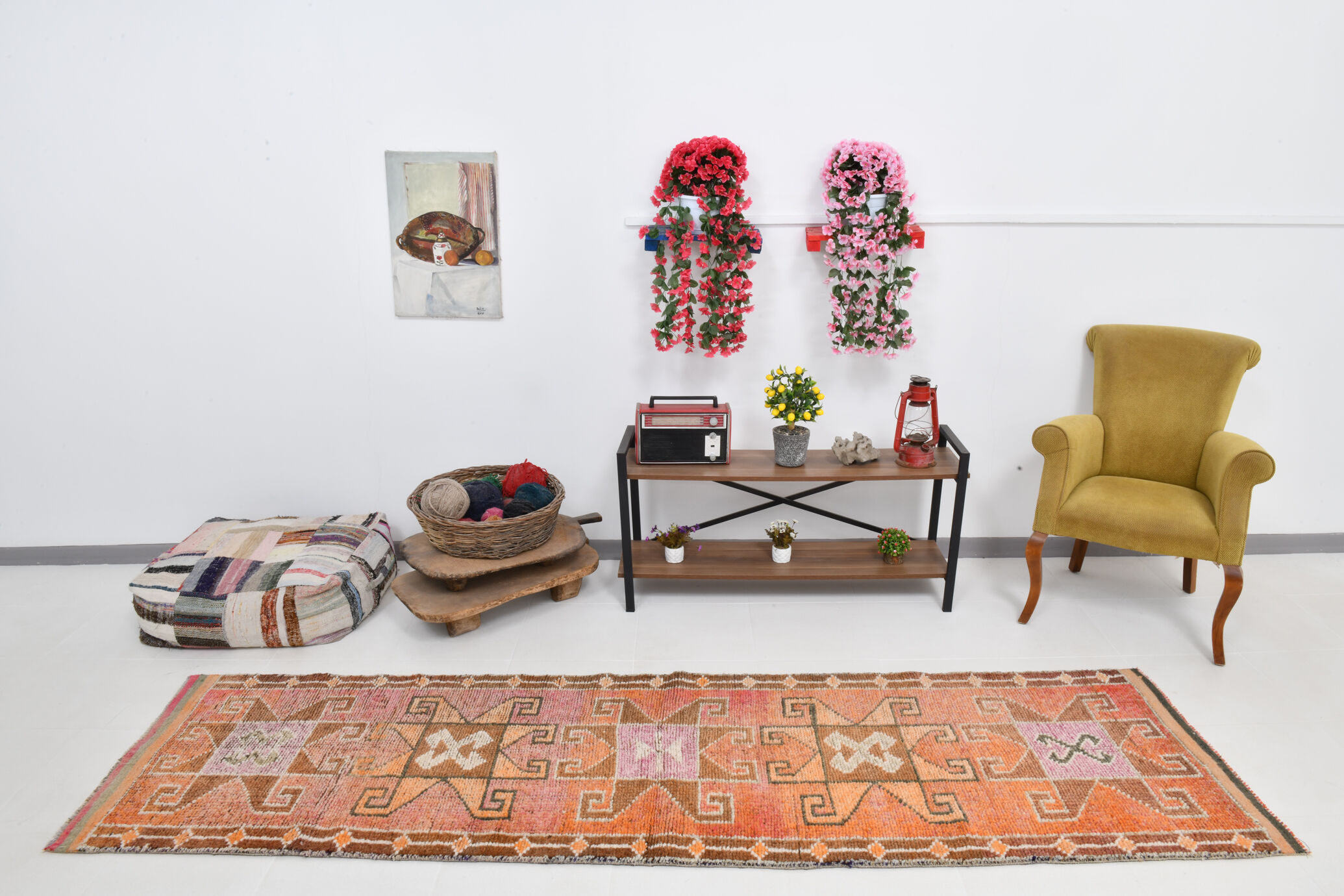 3x10 contemporary oushak runner rug, 86x302cm