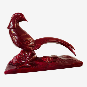 Art deco pheasant by Lemanceau. Made by Saint Clement. Vintage Charles Lemanceau ceramics.