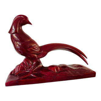 Art deco pheasant by Lemanceau. Made by Saint Clement. Vintage Charles Lemanceau ceramics.