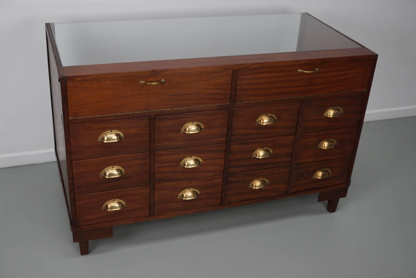 Vintage oak haberdashery cabinet or shop counter, 1950/60