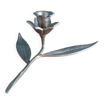 Bougeoir fleur en laiton métal doré