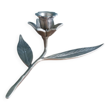 Bougeoir fleur en laiton métal doré