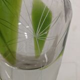 Engraved glass vase decorated with fish from the 60s/70s