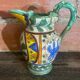 Antique Style Monaco Perugia Ceramic Pitcher with Multicolored Bird Decoration