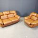 Mid century Italian leather sofa set by Ercole Biella for Grappeggia, 1970s