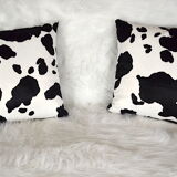 Cushion design fur cow motif is hand made in france