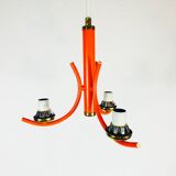 Richard Essig orange chandelier with opaline glasses, 1970