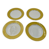 Assiettes plates l'Amandinoise jaune et bords dorés