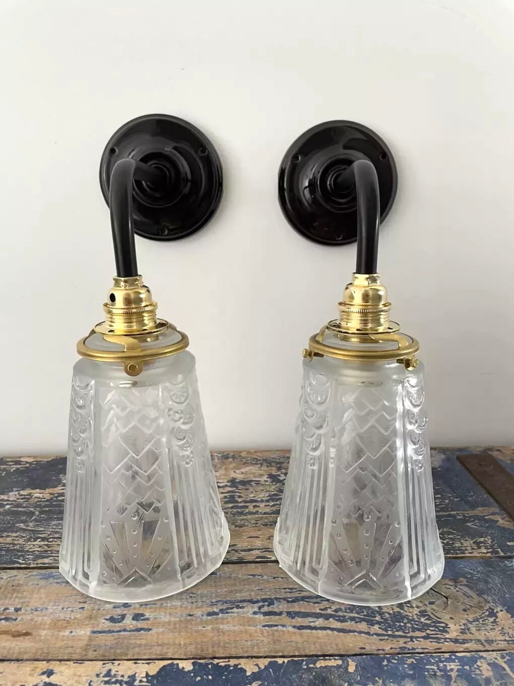 Pair of art deco wall lights