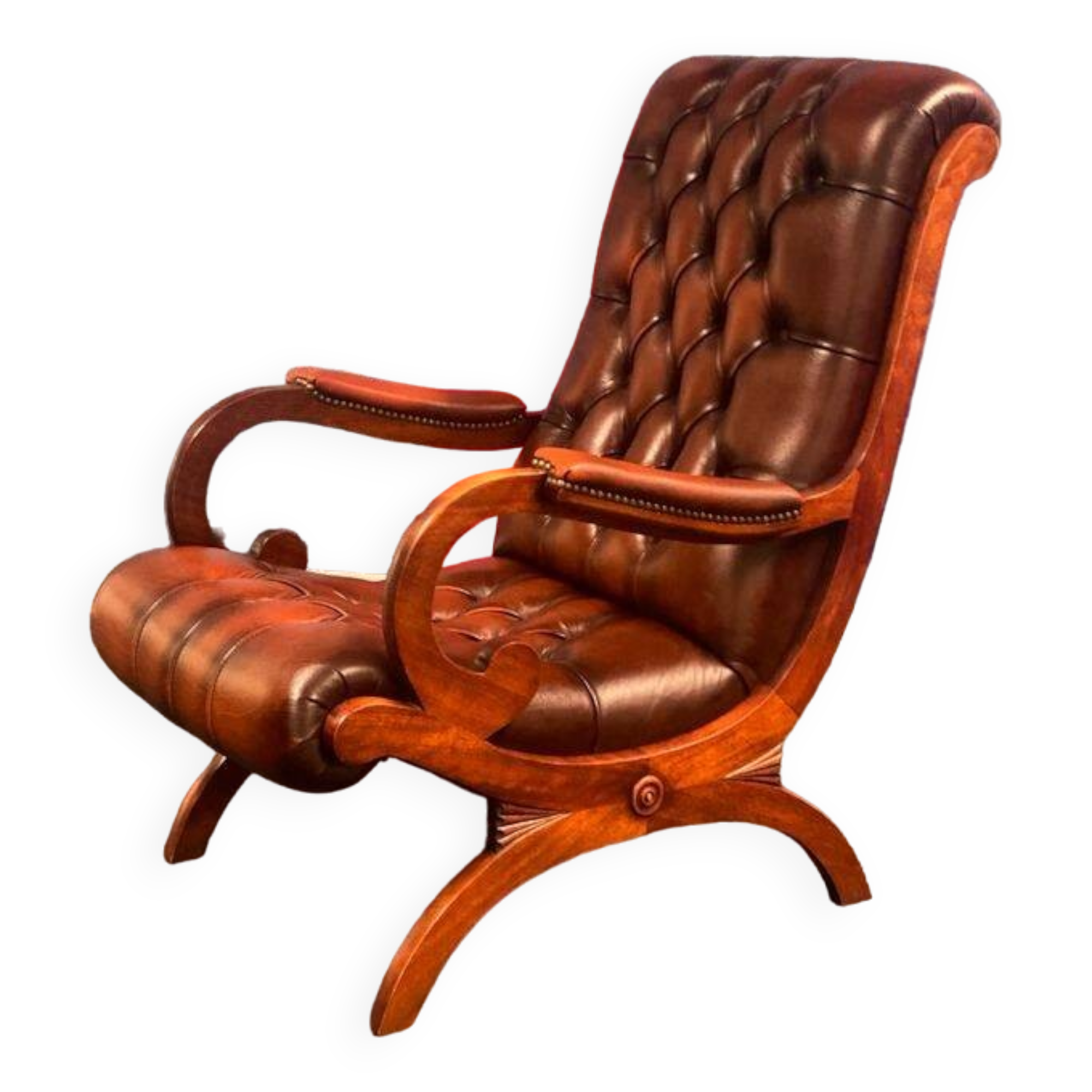 Fauteuil Chesterfield en cuir d'origine