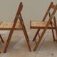 4 vintage varnished wooden folding chairs - Seats completely restored.