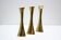 Set of 3 organic shaped brass candlesticks by K.E. Ytterberg, Sweden